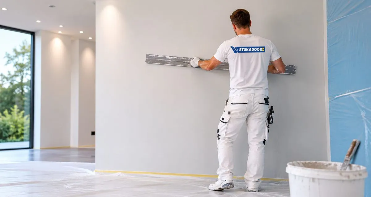 Stukadoor van Stukadoorz.nl aan het werk